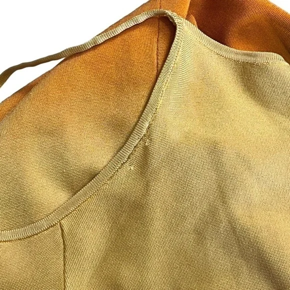 Sandro Sizzing Gradient Ombré Cutout Asymmetric MIDI Dress Tan Org  Sz 34 #906 - Picture 9 of 10